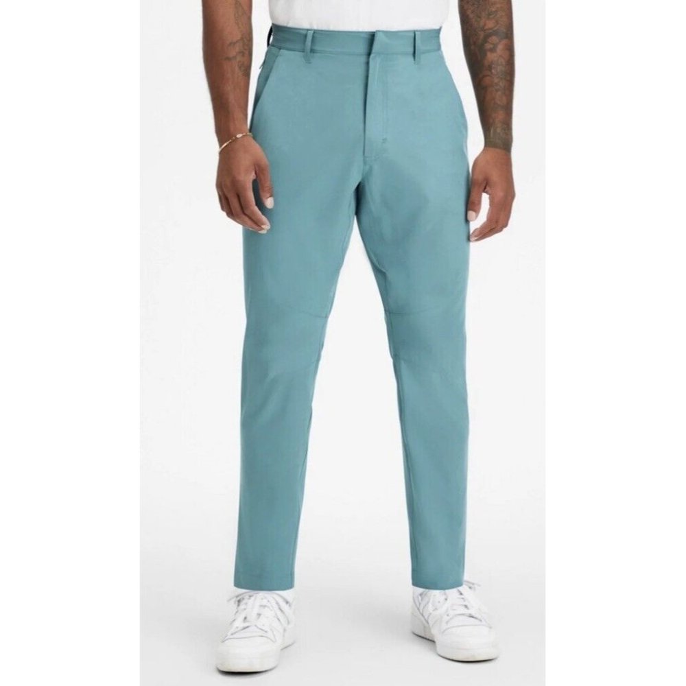 Fabletics The Only Pant 35 X 32 Chino Mens Performance Pants Aqua Wave NWT Golf